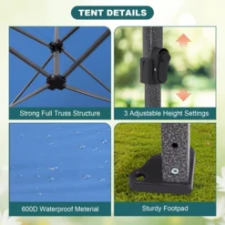 Commercial Pop Up Tent, 10x10 FT Canopy Tent, 500D Waterproof Canopy, Outdoor Sun Shade With Roller Bag & 4 Sandbag For Outdoor/Camping/Stall -Furniture GUEST 3915e467 af7a 4280 89d3 006910d01611