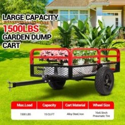 TROPOW Heavy Duty Steel ATV Dump Trailer, 15 Cu.Ft Pull Behind Utility Trailer With Removable Sides & All-Terrain Tires For Garden/Yard/Lawn -Furniture GUEST 3990eff8 28b4 476a aade 9ddf71503013
