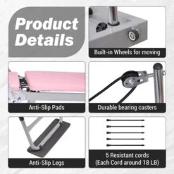 Pink Pilates Reformer Machine 77.5" Foldable Pilates Equipment For Home Gym Workout,Pink Adjustability Pilates Workout Equipment With Resistance Ropes -Furniture GUEST 39b915c2 a5a4 46f0 98eb bf0e8dd53a07