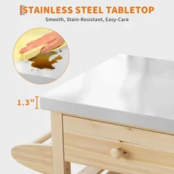 TROPOW Solid Wood Outdoor Grill Cart ¨C Stainless Steel Top Kitchen Island With Lockable Wheels For Patio/Garden (Natural Wood Color) 17 TROPOW Solid Wood Outdoor Grill Cart ¨C Stainless Steel Top Kitchen Island With Lockable Wheels For Patio/Garden (Natural Wood Color) -Furniture GUEST 3a185f2e 0a17 4b06 aceb 08fcaf7f79cb