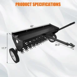 40-Inch Tow Behind Spike Aerator With Galvanized Steel Tines, Soil Penetrator With Extra-Wide Tow Bar With Adjustable Handle For Farm