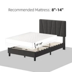 Bed Frame With Adjustable Headboard, Linen Upholstered Platform Bed Frame With Strong Wooden Slats, Mattress Foundation -Furniture GUEST 3ab04b20 3d44 4a3d bc70 3726264bf658