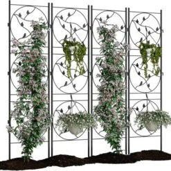 Black Metal Trellis For Climbing Plants - Heavy Duty Rustproof Garden Trellis For Roses, Vines & Vegetables - Indoor/Outdoor Plant Support -Furniture GUEST 3af55994 249d 418a 844f 888d631bd60c