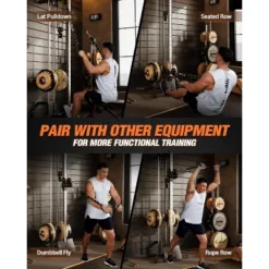 Cable Machine Home Gym - Wall Mount Pulley System With High/Low Dual Cable, 18 Adjustable Positions For Strength Training