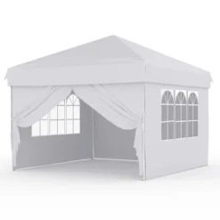 10'x10' Easy Pop Up Canopy Tent With 4 Detachable Window Sidewalls - Waterproof Outdoor Portable Canopy With Carry Bag & Guy Lines -Furniture GUEST 3c1bc746 a3e7 47ed 809c f515fc649bcc