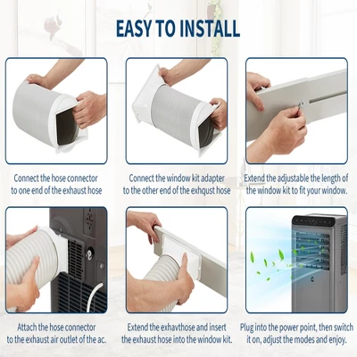 8000 BTU Portable Air Conditioner - Portable AC Unit For Bedroom Up To 350 Sq. Ft, Cooling, Fan & Dehumidifier, Floor Standing,Black&Grey Top Cover 9 8000 BTU Portable Air Conditioner - Portable AC Unit For Bedroom Up To 350 Sq. Ft, Cooling, Fan & Dehumidifier, Floor Standing,Black&Grey Top Cover - Image 7