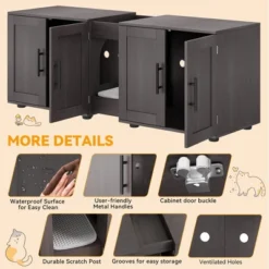 55" Cat Litter Box Enclosure Furniture, 3-in-1 Hidden Litter Cabinet With Barn Doors & Double Rooms For 2 Cats, Wooden Pet Furniture , Brown 13 55" Cat Litter Box Enclosure Furniture, 3-in-1 Hidden Litter Cabinet With Barn Doors & Double Rooms For 2 Cats, Wooden Pet Furniture , Brown -Furniture GUEST 3c4f4de8 66e3 4425 a249 2ad332bc89e4