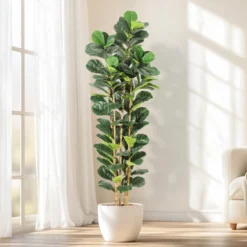 Faux Fiddle Leaf Fig Tree With White Pot, Faux Trees With Artificial Plants 107 Fiddle Leaves Greenery - Lifelike Fake Tree -Furniture GUEST 3c55bfa9 434e 48a1 89dc 602bd063a2d3