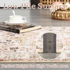 8x10 Rugs Non-Slip ¨C Vintage Distressed Area Rug Ultra-Soft Low Pile Carpet | Machine Washable Light Brown Rug With TPR Backing -Furniture GUEST 3e512d1d c602 4ab7 8d95 830c7e7aeeeb