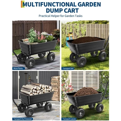 Poly Dump Cart - Heavy Duty 1200lbs Garden Cart With Quick-Release Dumping & No-Flat 13" Tires, Utility Wagon For Yard Work, Landscaping, Gardening 9 Poly Dump Cart - Heavy Duty 1200lbs Garden Cart With Quick-Release Dumping & No-Flat 13" Tires, Utility Wagon For Yard Work, Landscaping, Gardening - Image 7