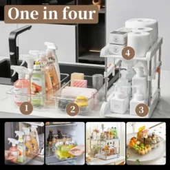 1 Pack 2 Tier Under Sink Organizer,Under Cabinet Organizer With Sliding Drawer Multifunctional Storage Shelves Pull Out Cabinet Organizer For Kitchen -Furniture GUEST 3fcfff34 5182 40a4 8d99 f9e89861cad3