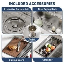 Undermount Kitchen Sink,Stainless Steel Kitchen- Single Bowl Sinks, Modern Top Mount 16 Gauge Workstation Sink-with Cutting Board For Bar -Furniture GUEST 406f71f8 cc93 4314 b0a4 b6160f99dbd8