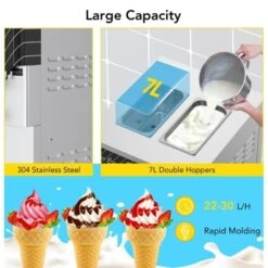 Commercial Ice Cream Machine - 3 Flavor Soft Serve Maker With LED Display, 7.9Gal/Hour Output, Auto Cleaning System For Shops, Restaurants & Home Use -Furniture GUEST 40a4d8c0 707a 4c0e 8287 16ed3ff265d2