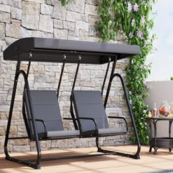 2 Person Porch Swing Chair, Heavy Duty Outdoor Patio Swing Glider With Adjustable Canopy & Removable Cushions, Independent Swing Chairs -Furniture GUEST 414cc4e7 56b2 4847 bcea ba1a64998df2