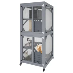 Outdoor Cat Enclosure - 4 Tiers On Wheels With Weatherproof Roof, Platforms, Resting Box, Scratch Post (68'' Window Catios) 17 Outdoor Cat Enclosure - 4 Tiers On Wheels With Weatherproof Roof, Platforms, Resting Box, Scratch Post (68'' Window Catios) -Furniture GUEST 4169a568 e38e 4948 a8af 3955e175386b