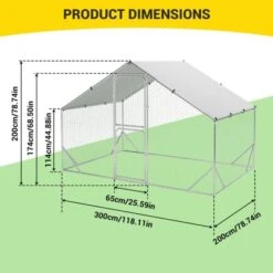 Chicken Coop, Chicken Run - Large Metal With Cover, Double Door, Walk-in Pen For Outdoor Farm Yard (6.6'L X 9.8'W X 6.6'H) -Furniture GUEST 418f5863 6d9d 4b6a af9c 9fcdbe0f6181