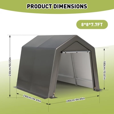 Outdoor Portable Storage Shelter Shed, Waterproof And UV Resistant Portable Garage Kit Tent With Rolled Up Zipper Doors & Vents Carport 8 Outdoor Portable Storage Shelter Shed, Waterproof And UV Resistant Portable Garage Kit Tent With Rolled Up Zipper Doors & Vents Carport - Image 6