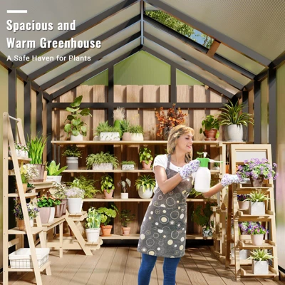Greenhouse For Outdoors, Polycarbonate Greenhouses With Quick Setup, Aluminum Frame And Roof Vent, Lockable Door 3 Greenhouse For Outdoors, Polycarbonate Greenhouses With Quick Setup, Aluminum Frame And Roof Vent, Lockable Door
