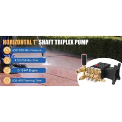 4400 PSI High-Pressure Water Pump, 4 GPM Flow Rate, 1" Shaft Horizontal Plunger Design, Universal Replacement -Furniture GUEST 4295cb39 0333 4630 9e93 90e968ba59c4