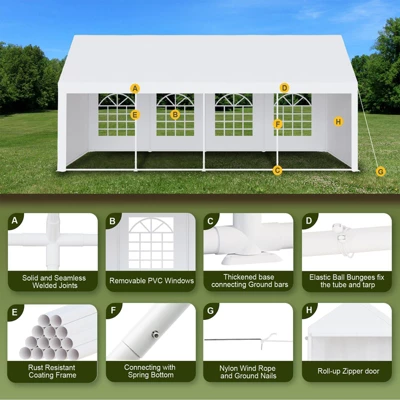 Outdoor Gazebo Tent For Events , Removable Sidewalls, 3 Storage Bags, Waterproof, Easy Setup, Ideal For Backyard Parties, Weddings 7 Outdoor Gazebo Tent For Events , Removable Sidewalls, 3 Storage Bags, Waterproof, Easy Setup, Ideal For Backyard Parties, Weddings - Image 5