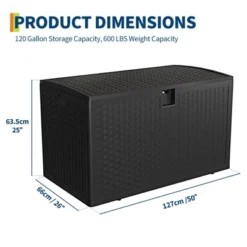 TROPOW120 Gallon Waterproof Large Resin Deck Box Indoor Outdoor Lockable Storage Container For Patio Furniture, Garden, Tools -Furniture GUEST 42fb337d 9925 42c7 9617 7c4165fbc0d1