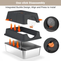 Large Stainless Steel Enclosed Cat Litter Box With Lid, Metal Kitty Litter Box With Flip Cover, Removable Top And Litter Scooper, 17.32'' -Furniture GUEST 43584493 c2d2 4ef9 89dc ac8966a0e628