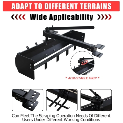 Box Scraper, 42'' Tow Behind Lawn Tractor Attachment - Box Blade Hitch Fit For ATV UTV, Multi-Functional, Carbon Steel, Black 3 Box Scraper, 42'' Tow Behind Lawn Tractor Attachment - Box Blade Hitch Fit For ATV UTV, Multi-Functional, Carbon Steel, Black