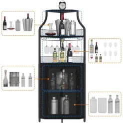 TROPOW Corner Bar Rack Cabinet With Detachable Wine Rack, Bar Cabinet With Glass Holder, Small Sideboard And Buffet Cabinet With Mesh Door 21 TROPOW Corner Bar Rack Cabinet With Detachable Wine Rack, Bar Cabinet With Glass Holder, Small Sideboard And Buffet Cabinet With Mesh Door -Furniture GUEST 442ab281 87e4 46a2 86da 298246b53765