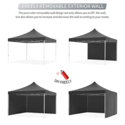 10 X 10 Pop Up Canopy Tent, Heavy Duty Outdoor Canopy With 3 Removable Sidewalls Wheeled Carry Bag, Stakes And Nails -Furniture GUEST 445c01cf 6547 48b8 8cd6 e7e099cbe8c3