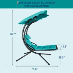 Hanging Chaise Lounge Swing Chair, Hanging Curved Chaise Lounge Chair Umbrella, Curved Steel Hammock Lounger Chairs For Patio Pool Garden Backyard -Furniture GUEST 45076876 290a 4ae6 9d0c 38aa96498ec5