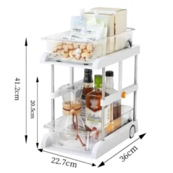 1 Pack 2 Tier Under Sink Organizer,Under Cabinet Organizer With Sliding Drawer Multifunctional Storage Shelves Pull Out Cabinet Organizer For Kitchen -Furniture GUEST 45993343 7b05 4606 a268 66a560c5c81f