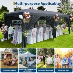 10x20 Heavy Duty Pop Up Canopy Tent With 6 Removable Sidewalls, Easy Up Commercial Canopy Tents With 3 Adjustable Heights, Stakes 18, Ropes 6 -Furniture GUEST 4601538d b454 4632 9eec aa08d7439f68