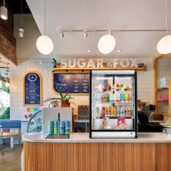 Commercial Refrigerator, Display Case - Merchandiser With Lighting, Black & Stainless Steel, 2 Adjustable Chrome Rust-Resistant Shelves