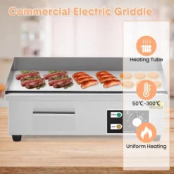Electric Griddle, Countertop Flat Top Grill - Stainless Steel Non-Stick Teppanyaki Grill With Adjustable Temperature 122¨H-572¨H -Furniture GUEST 46311b75 6034 4f3b a409 edc6b5681308