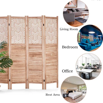 TROPOW 4 Panel Wooden Room Dividers, 67 In Tall Folding Portable Partition Privacy Screen, Free Assembled Freestanding Partition, Separators Divider 6 TROPOW 4 Panel Wooden Room Dividers, 67 In Tall Folding Portable Partition Privacy Screen, Free Assembled Freestanding Partition, Separators Divider - Image 4