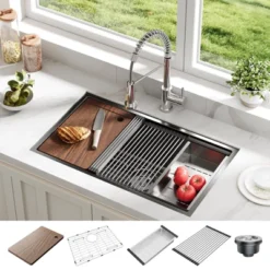 Undermount Kitchen Sink,Stainless Steel Kitchen- Single Bowl Sinks, Modern Top Mount 16 Gauge Workstation Sink-with Cutting Board For Bar -Furniture GUEST 46eab1e4 edc3 4ce9 94ba a841a18302d6