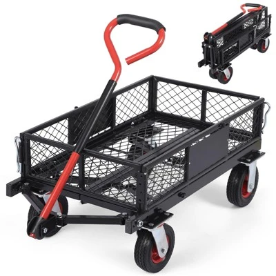 Folding Utility Mesh Steel Garden Carts And Wagons Heavy Duty 360lbs,Folding Utility Wagon Cart W Removable Mesh Sides 10 Folding Utility Mesh Steel Garden Carts And Wagons Heavy Duty 360lbs,Folding Utility Wagon Cart W Removable Mesh Sides - Image 8
