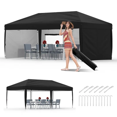 10x20 Pop Up Canopy Tent With 4 Sidewalls,Heavy Duty Outdoor Canopy With 3 Adjustable Height, Commercial Street Vendors Party Tents 11 10x20 Pop Up Canopy Tent With 4 Sidewalls,Heavy Duty Outdoor Canopy With 3 Adjustable Height, Commercial Street Vendors Party Tents - Image 9