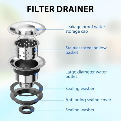 Utility Sink Free Standing Single Bowl Kitchen Sink With Cold And Hot Water Pipe Stainless Steel Sink For Laundry Room Bathroom Farmhouse 4 Utility Sink Free Standing Single Bowl Kitchen Sink With Cold And Hot Water Pipe Stainless Steel Sink For Laundry Room Bathroom Farmhouse - Image 2