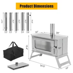 Portable Wood Burning Tent Stove - Stainless Steel Camp Stove With Grill For Hot Tents -Furniture GUEST 47d13f8a 5f93 45d9 a02b 40a8752d6b29