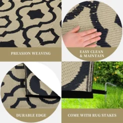 Outdoor Rugs For Patio & Beach - Reversible Waterproof Plastic Straw Rug With Carry Bag, UV Resistant, Portable For RV, Deck, Camping, Brown -Furniture GUEST 484ce9cb b466 4f98 8025 76e596ee32db