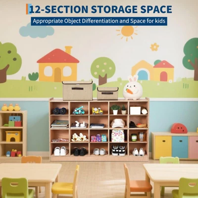 TROPOW Organizer Cubes With 2 Anti-Flip Fittings, 4 Castors And 2 Boxes For Home, School, Kindergarten, Natural 12 TROPOW Organizer Cubes With 2 Anti-Flip Fittings, 4 Castors And 2 Boxes For Home, School, Kindergarten, Natural - Image 10