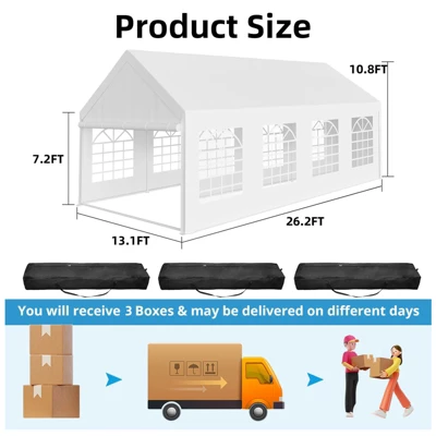 Outdoor Gazebo Tent For Events , Removable Sidewalls, 3 Storage Bags, Waterproof, Easy Setup, Ideal For Backyard Parties, Weddings 6 Outdoor Gazebo Tent For Events , Removable Sidewalls, 3 Storage Bags, Waterproof, Easy Setup, Ideal For Backyard Parties, Weddings - Image 4