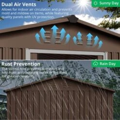 TROPOW 8x12 FT Outdoor Storage Shed, Metal Garden Shed With Lockable Door,and Sloped Roof, Utility Metal Tool Storage Sheds For Backyard, Brown 12 TROPOW 8x12 FT Outdoor Storage Shed, Metal Garden Shed With Lockable Door,and Sloped Roof, Utility Metal Tool Storage Sheds For Backyard, Brown -Furniture GUEST 491ea62c 292c 446b 9d15 1d84313828a6