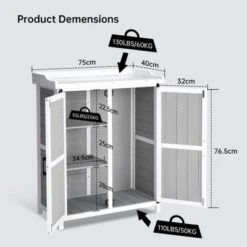 Outdoor Storage Cabinet, Potting Bench - Waterproof Wooden Garden Work Station With Galvanized Tabletop, Adjustable Shelves For Backyard/Patio/Lawn -Furniture GUEST 4969e5ef cbeb 4fba be40 c4c402a7d164