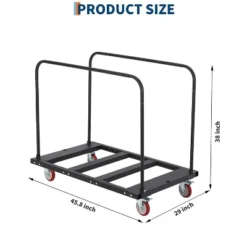 TROPOW Folding Table Cart, 1800LBS Capacity Heavy Duty Steel Table Dolly With 5" PU Swivel Wheels, Adjustable Drywall Dolly Cart With Locking System