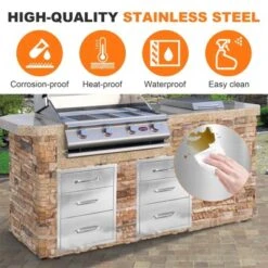 18W X 23H X 23D Inch Outdoor Kitchen Stainless Steel Double Access Drawers Combo For BBQ Island Or Grill Station 13 18W X 23H X 23D Inch Outdoor Kitchen Stainless Steel Double Access Drawers Combo For BBQ Island Or Grill Station -Furniture GUEST 4a996925 9533 4299 a9e0 22c529c9d01d