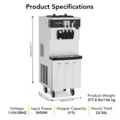 Commercial Ice Cream Machine - 3 Flavor Soft Serve Maker With LED Display, 7.9Gal/Hour Output, Auto Cleaning System For Shops, Restaurants & Home Use -Furniture GUEST 4b2b7014 9e86 4a30 881f 7893baae5bee