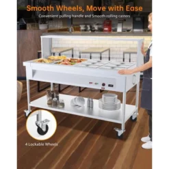 Commercial Food Warmer - 1500W Electric Steam Table With Acrylic Guard, 12-Pan Stainless Steel, (110V) -Furniture GUEST 4b33e16c d8d9 447a b5b7 ecf2491d823d