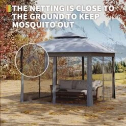 11x11 Pop Up Instant Gazebo Tent For Backyard, Pop Up Gazebo With Mosquito Netting, Outdoor Canopy Gazebos Waterproof With Portable Carrying Bag